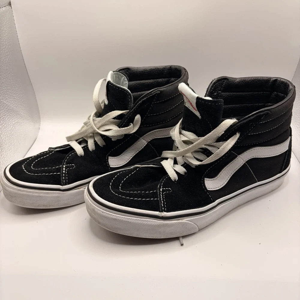 VANS Sk8-Hi High Top Suede Sneakers Black White Womens 8 Mens 6.5 VN0A32R3L2D